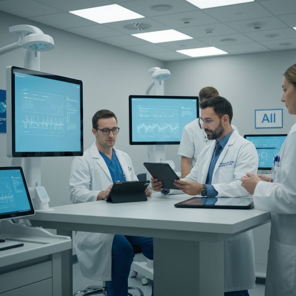 Healthcare professionals using technology